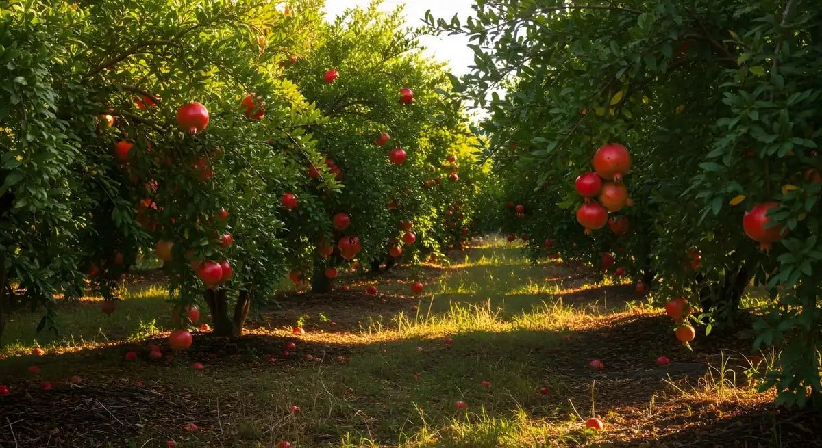 Fruit orchard with healthy trees and ripe produce illustrating integrated farm management and sustainable commercial agriculture.